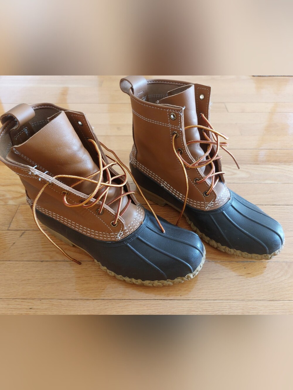 L.L. Bean Brown Leather Rubber Duck Boots for Men